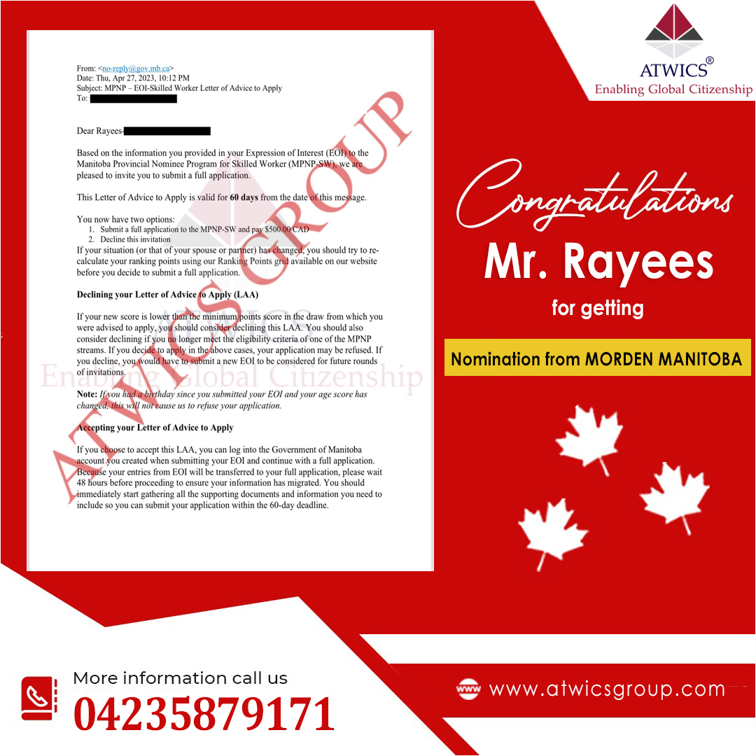 LHR Mr Rayees Manitoba nomination